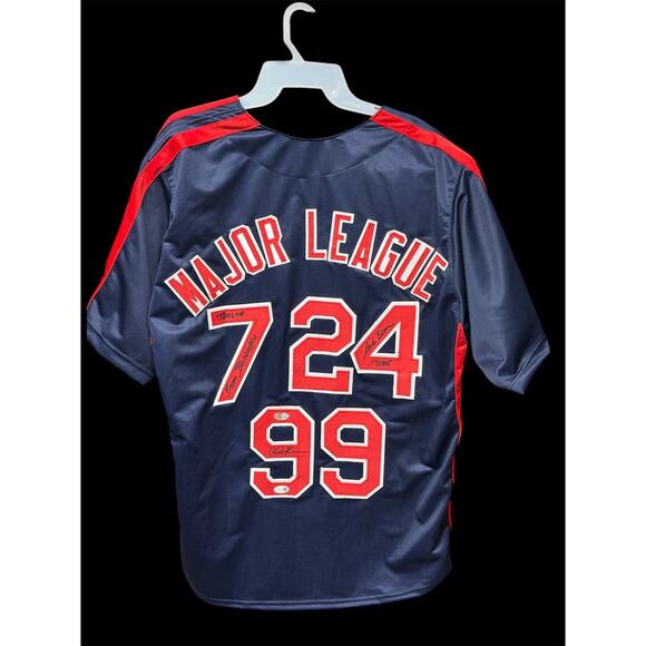 Charlie Sheen Tom Berenger & Corbin Bernsen Signed Major League Jersey